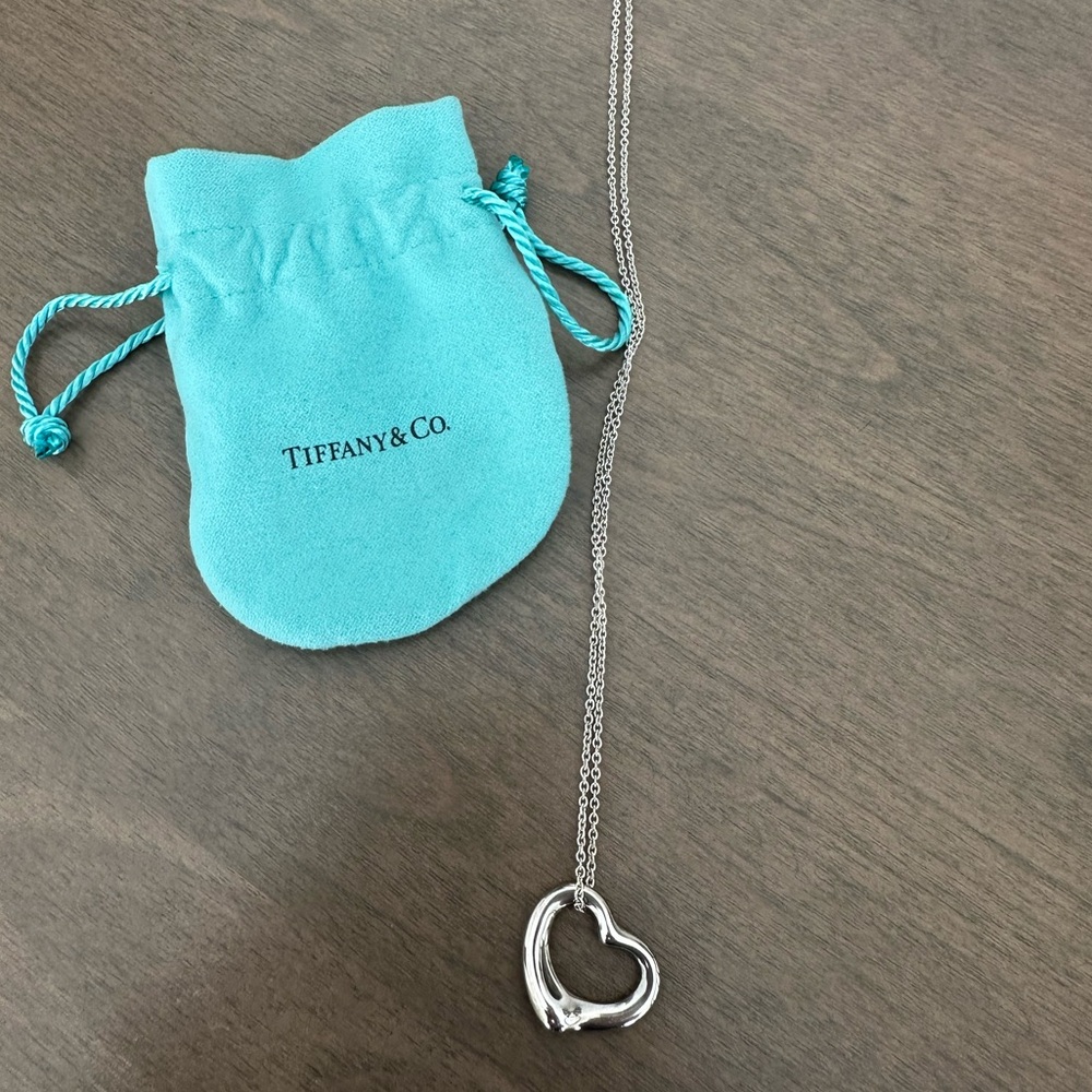 Tiffany Elsa Peretti Sterling Silver Heart Pendant Necklace